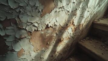 Peeling Paint Reveals Aged Wall Texture In Abandoned Building photo