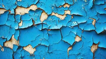 Cracked Blue Paint on Weathered Surface photo