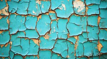 Cracked Teal Paint on Weathered Surface photo