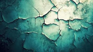 Cracked teal and white surface shows texture photo
