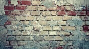 Weathered Brick Wall Texture Showing Age and Decay photo