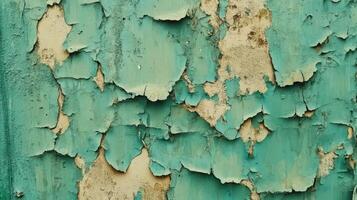 Peeling Teal Paint Reveals Aged Weathered Surface photo