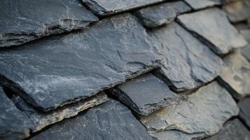 Dark Gray Slate Roof Texture Detail Close Up photo