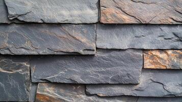 Dark Grey and Brown Slate Stone Wall Texture photo