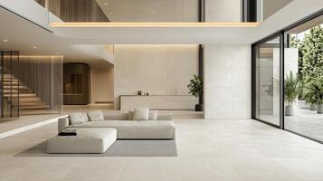 Modern Minimalist Living Room Design With Outdoor View photo