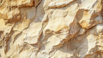 A textured rock face in pale beige and yellow tones photo