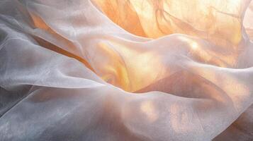 Sheer Fabric Draped in Warm Golden Light photo