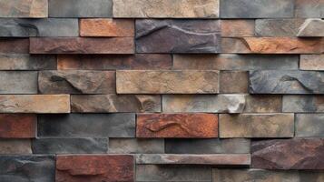 A wall made of stone with different colors photo