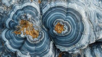 Blue and Gray Rock Formation with Concentric Rings photo