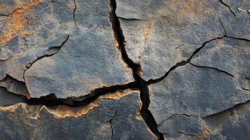 Cracked Stone Surface Showing Texture And Deep Fissures photo