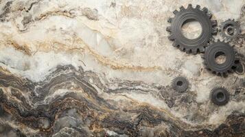 Metal Gears on a Marble Background Texture photo