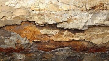 Layered Rock Formation Showing Diverse Colors and Textures photo