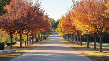 Autumnal Pathway Lined With Colorful Trees photo