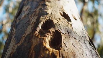 Sunlit Tree Bark Texture With Holes photo