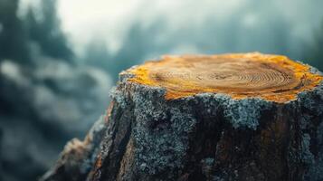 Forest Tree Stump Showing Rings and Texture photo