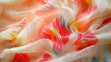 Abstract Floral Pattern Sheer Fabric Draped Swirls photo