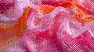 Pink and orange pleated fabric abstract design photo