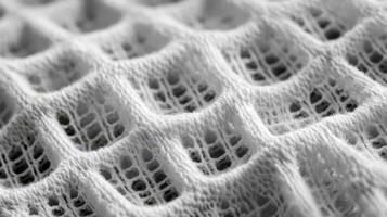 White Knit Fabric Texture Close Up Detail photo