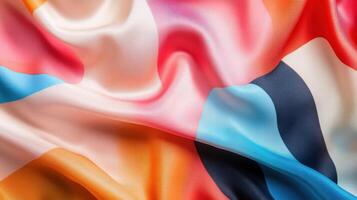 Abstract Colorful Silk Fabric Draped in Soft Waves photo