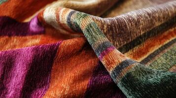 Colorful Striped Velvet Fabric Draped Softly photo