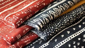 Stacked Fabrics Showcasing African Inspired Prints photo