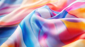 A colorful silk fabric with waves and swirls photo