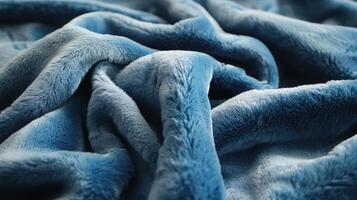 Soft Blue Fur Blanket Texture Close Up photo
