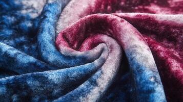 Soft Blue Red Swirled Plush Fabric Texture photo
