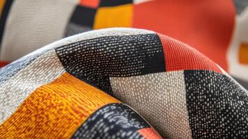 Abstract Geometric Textile Fabric Design Showing Color And Texture photo