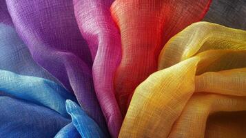 Rainbow Colored Fabric Draped In Soft Folds photo