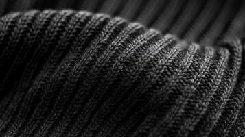 Dark Grey Knitted Fabric Texture Close Up photo