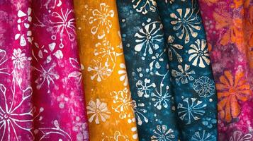 Vibrant Floral Fabrics Displaying Batik Designs photo
