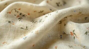 Beige Fabric with Delicate Floral Pattern Draped Softly photo