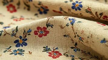 Beige Fabric With Small Floral Pattern photo