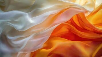 Elegant Draped Fabric in Warm Hues of White and Orange photo
