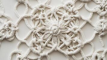 Intricate Macrame Knotting Creates a Delicate Floral Design photo
