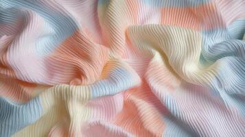 Pastel Pleated Fabric Draped Softly Showing Texture photo