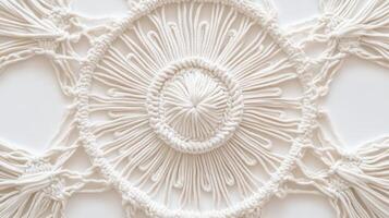 Intricate Macrame Knotting Creates Circular Mandala Design photo