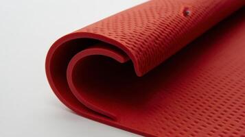 Rolled Red Exercise Mat Closeup Texture Detail photo