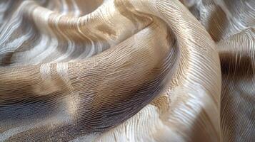 Draped Metallic Fabric Showing Textured Waves photo