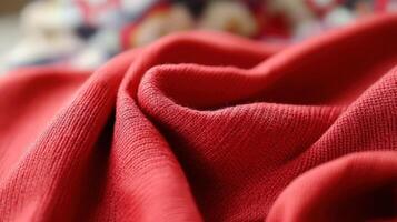 Red Fabric Texture Soft Draped Close Up photo