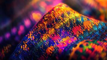 Vibrant Colorful Textile Fabric Texture Detail photo