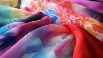 Colorful Floral Fabric Draped in Soft Folds photo