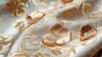 Elegant Embroidered Fabric With Delicate Floral Pattern photo