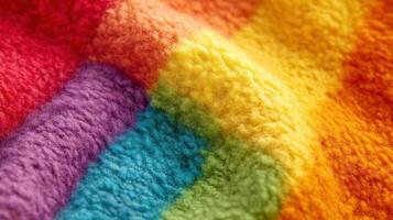Rainbow Colored Fluffy Textured Fabric Material photo