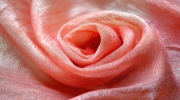 Coral Fabric Draped in a Delicate Rose Shape photo