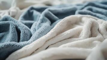 Soft Fluffy Blue and White Blanket Texture photo