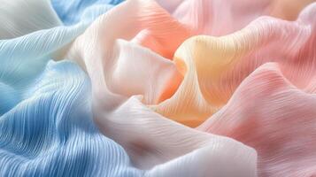 Pastel Colored Fabric Draped in Soft Waves photo