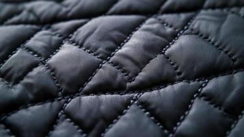 Closeup view of dark quilted fabric texture photo