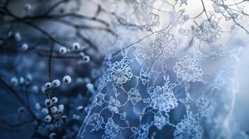 Delicate Lace Draped Over Winter Branches photo